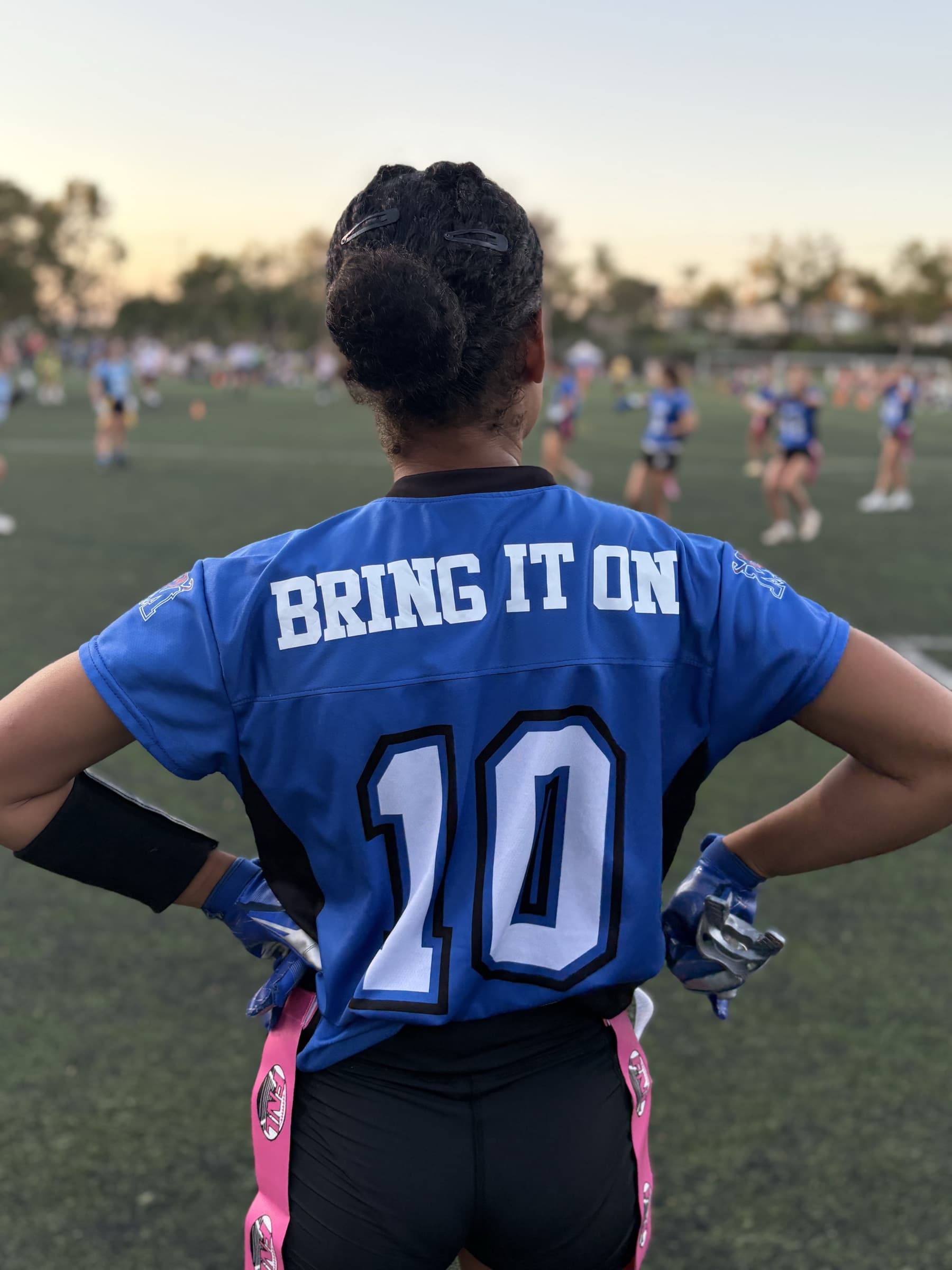 Player in a Bring It On jersey on the field