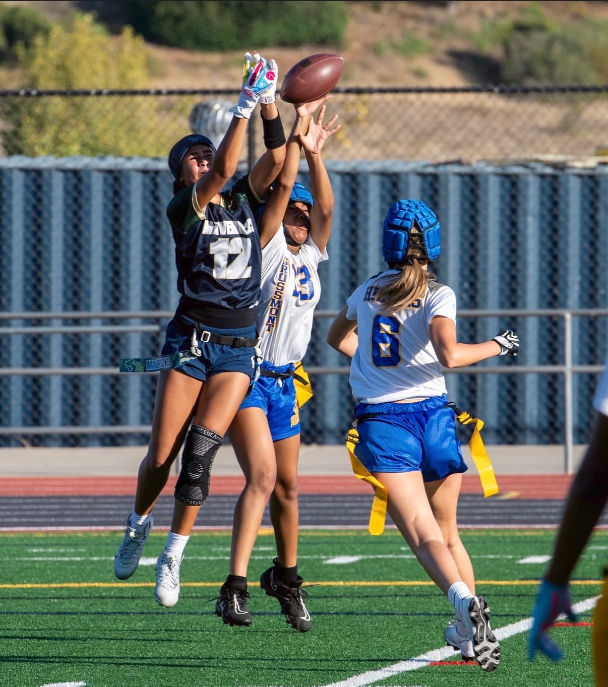 Players jumping for the ball