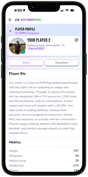 Player performance viewed on a phone