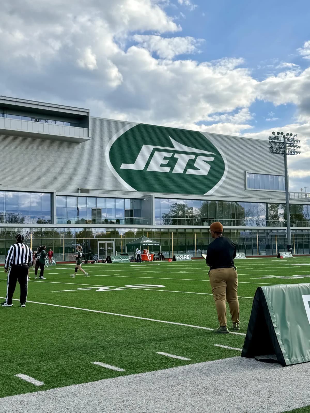 Statistician capturing live stats at the ECAC Championships at the NY Jets Practice Stadium